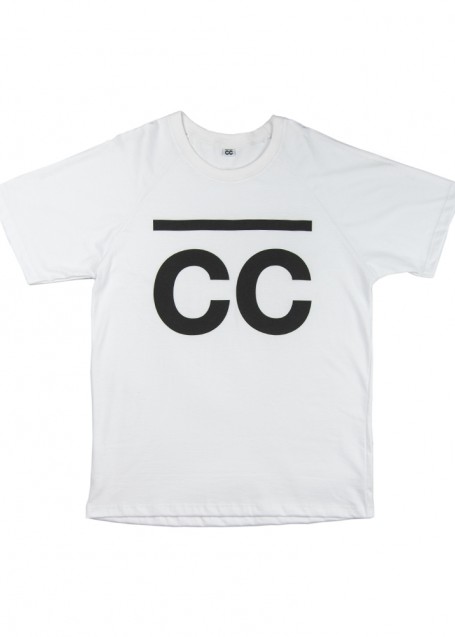 Original T-shirt white with black print on sleeves and front