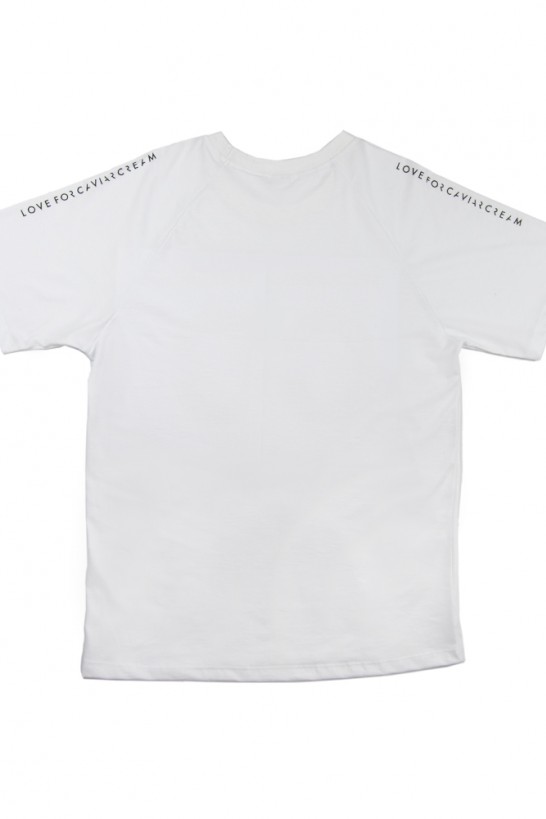 Original T-shirt white with black print on sleeves and front T-shirts