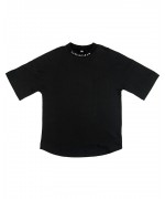 Neck-Back oversize black sleeve T-shirt  - White logo (front/back) T-shirts