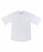 Neck-Back oversize sleeve T-shirt white with black silkscreen (front/back) T-shirts