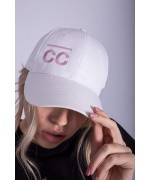 White Hat with Baby pink CC logo Hats