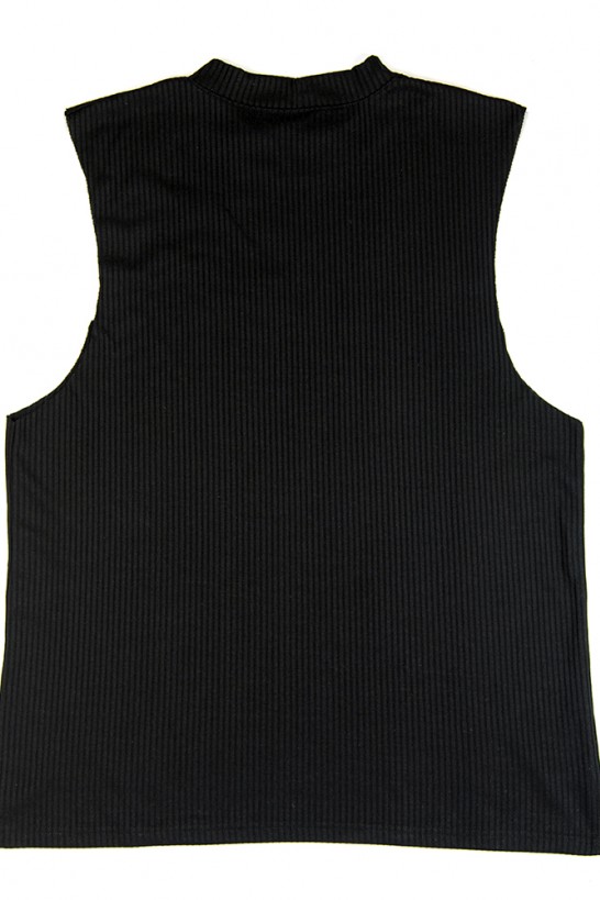 Vest oversize Black Caviar Cream neckline with white logo at the neckline Vests