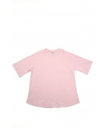 Neck-Back oversize pink sleeve T-shirt  - White logo (front/back)