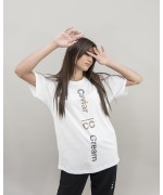 Pattern white T-shirt white with printed pattern logo (front/back) T-shirts