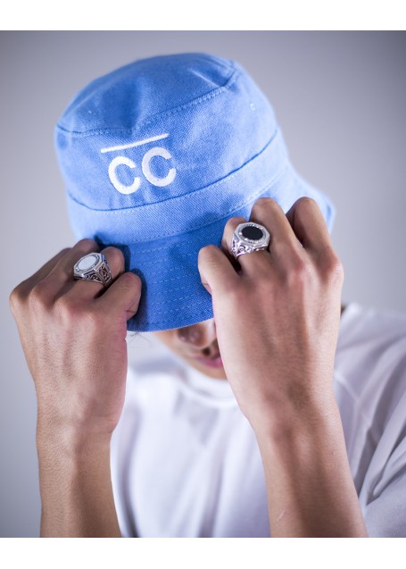 Blue bucket hat with white CC logo