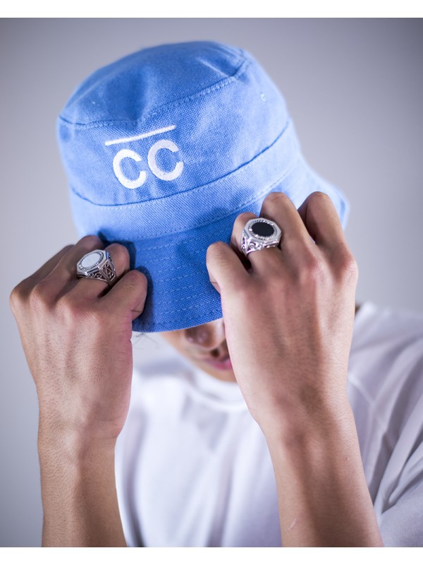 Blue bucket hat with white CC logo