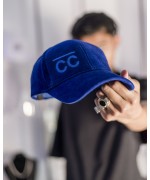 Blue Velvet Hat with blue CC logo Hats
