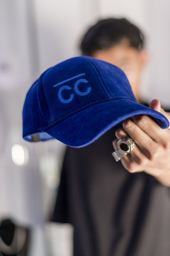 Blue Velvet Hat with blue CC logo Hats