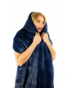 ''T4CC'' Oversized Faux Fur Logo Scarf Blue Accesories