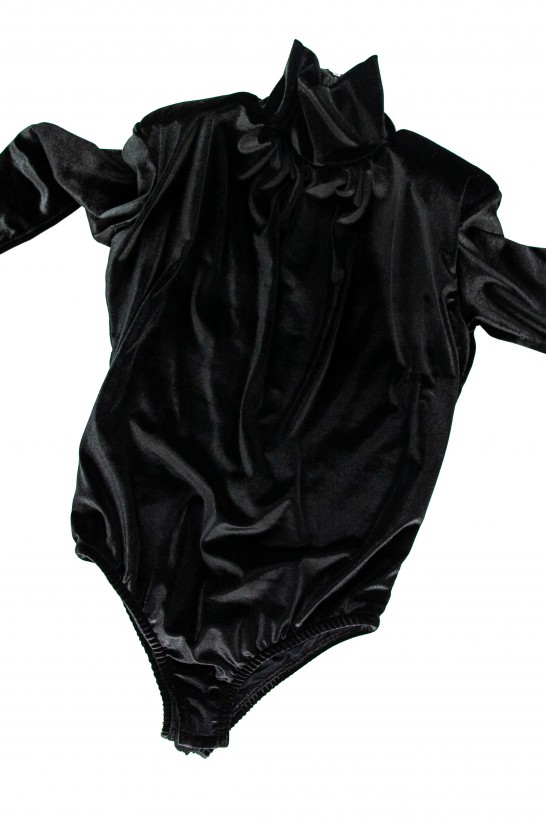 ''T4CC'' Velvet Bodysuit Black